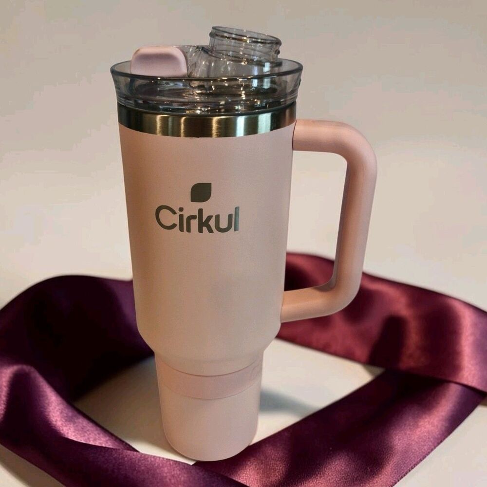 Cirkul Pink Insulated 40 oz Water Bottle Tumbler Large w Straw Sip Insert NWOT